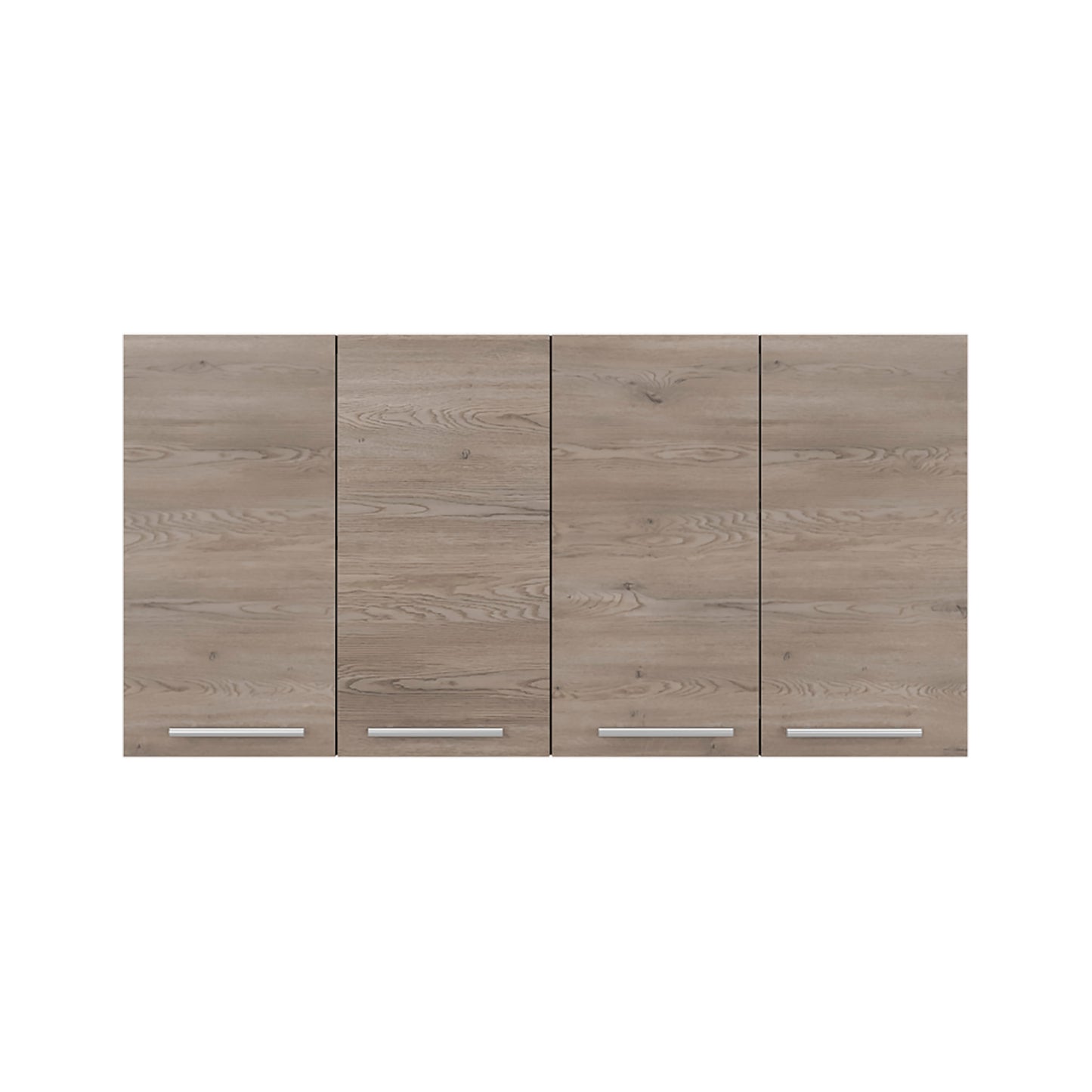 Tuhome 120 Four-Door Wall Cabinet in White with Spacious Storage and Metal Dish Rack for Kitchen, Garage, or Mudroom