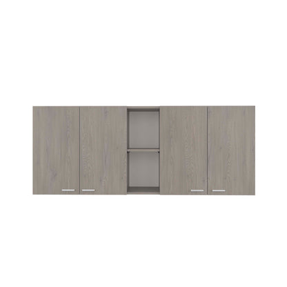 Tuhome Portofino 150 Wall Cabinet with Double Doors, Two External Shelves, Two Interior Shelves, Built-in Dish Rack