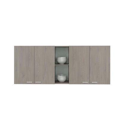 Tuhome Portofino 150 Wall Cabinet with Double Doors, Two External Shelves, Two Interior Shelves, Built-in Dish Rack