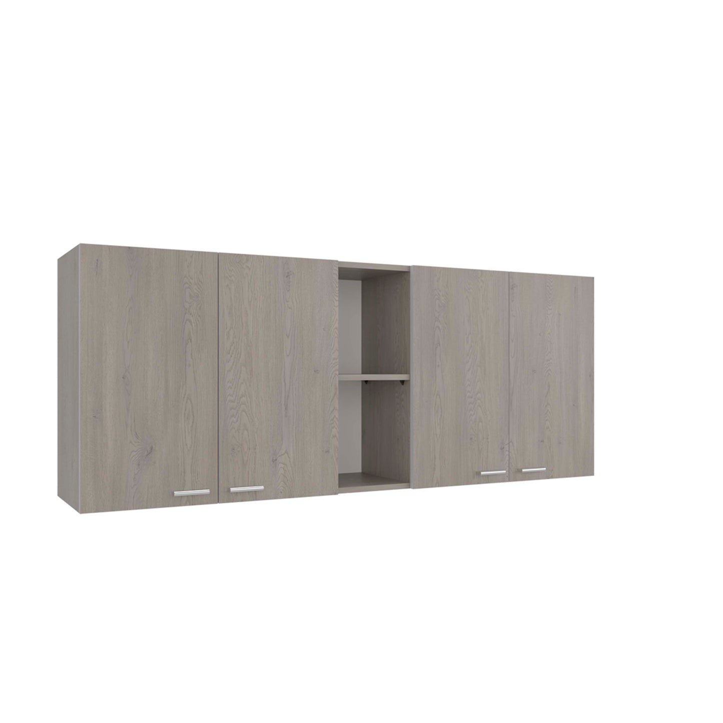 Tuhome Portofino 150 Wall Cabinet with Double Doors, Two External Shelves, Two Interior Shelves, Built-in Dish Rack