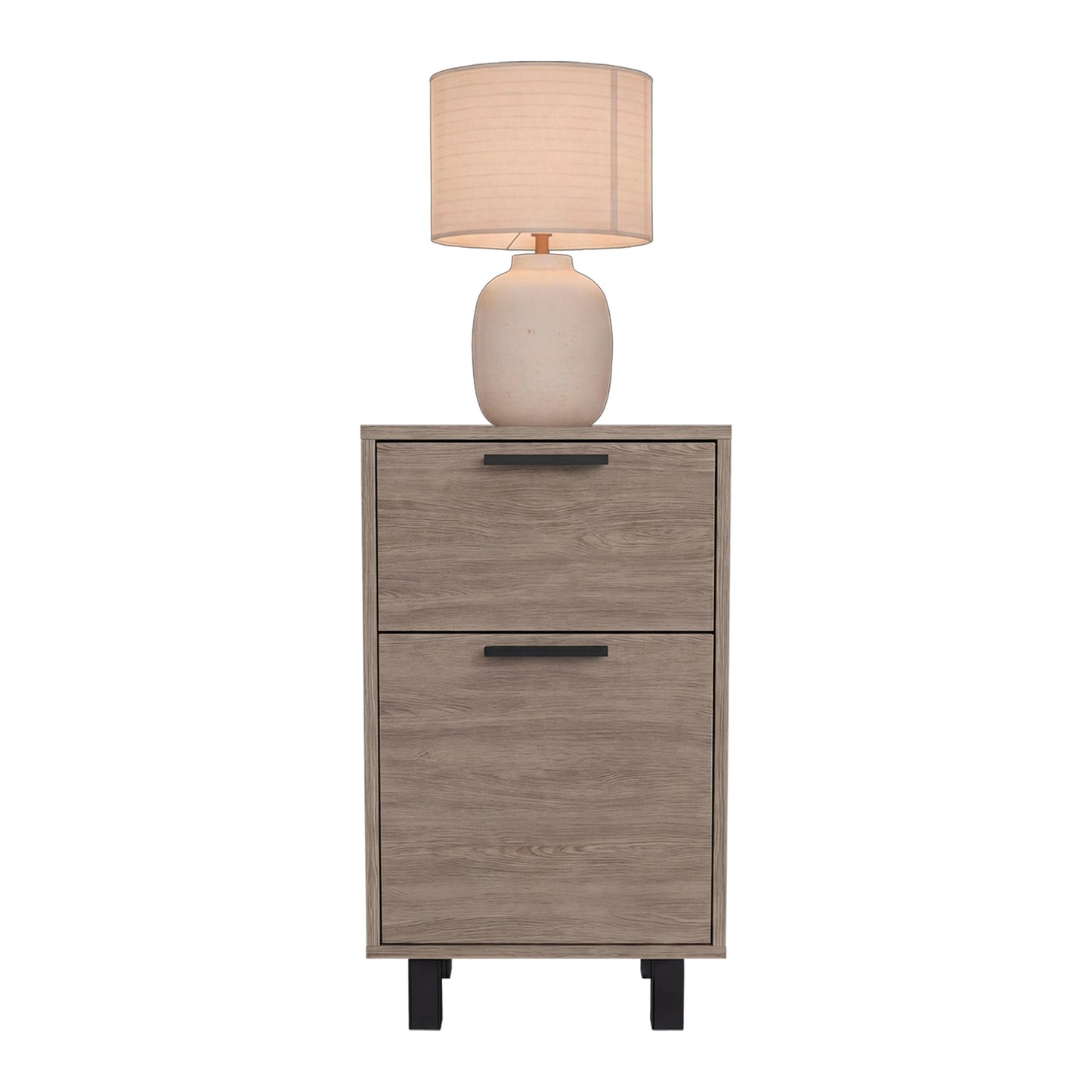 Secret Compact Nightstand with One Standard Drawer, Hidden Side Drawer and Storage Cabinet