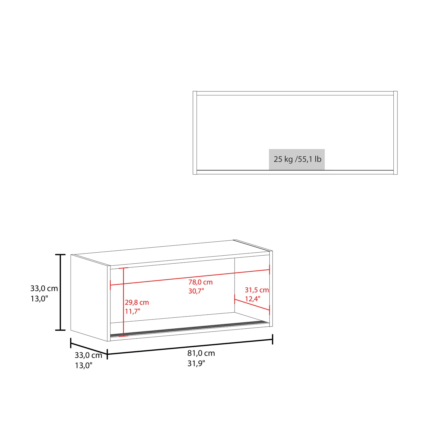 Note 32-Inch Wide Wall Storage Cabinet with Sliding Doors, Compact Wall-Mounted Storage Option for Bedroom, Office, Living Room or Garage Organization