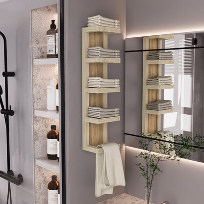 Arlington 5-Tier Wall Towel Rack, Vertical Storage Organizer for Bathroom Towels and Accessories
