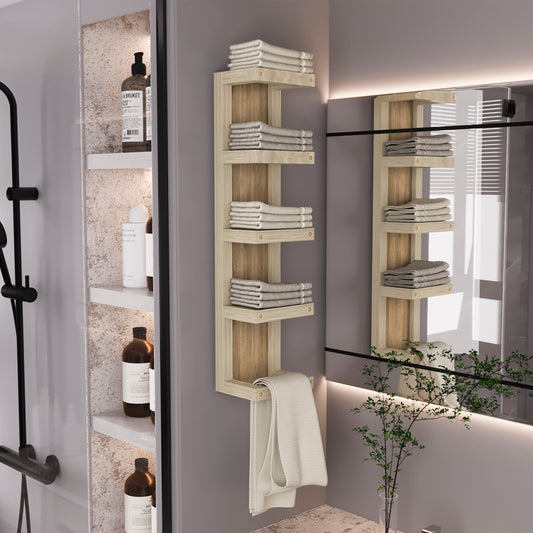 Arlington 5-Tier Wall Towel Rack, Vertical Storage Organizer for Bathroom Towels and Accessories