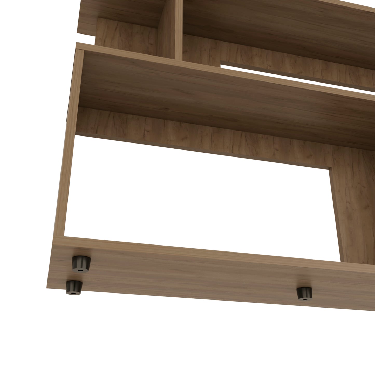 Asymmetrical Sofa SideTable with Open Storage Shelves, A Top Shelf, Modern Accent Style Table for Living Room Or Entryways