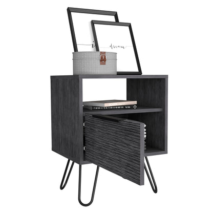 Tuhome Augusta Nightstand with Compact Modern Design, Spacious Storage Drawer and Open Shelf, Bedside Organization Solution for Small Bedrooms, Contemporary Functional Furniture to Enhance Comfort and Daily Use