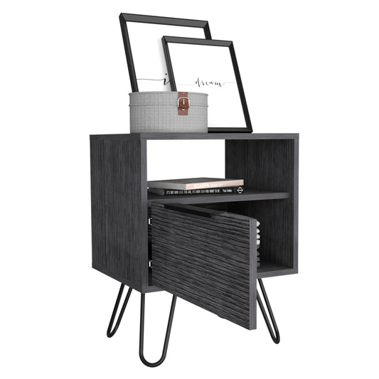 Tuhome Augusta Nightstand with Compact Modern Design, Spacious Storage Drawer and Open Shelf, Bedside Organization Solution for Small Bedrooms, Contemporary Functional Furniture to Enhance Comfort and Daily Use