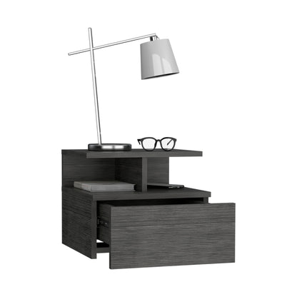 Adele Floating Nightstand, With One Drawer And Two Small Below Shelves For Storage or Decor
