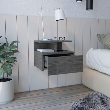 Adele Floating Nightstand, With One Drawer And Two Small Below Shelves For Storage or Decor