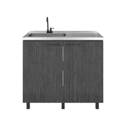 Napoles Utility Sink Complete with Faucet Included, Freestanding Base with Legs, Laundry Tub with Deep Stainless Steel Basin, Modern Multi-Purpose Sink for Kitchen, Laundry or Utility Room