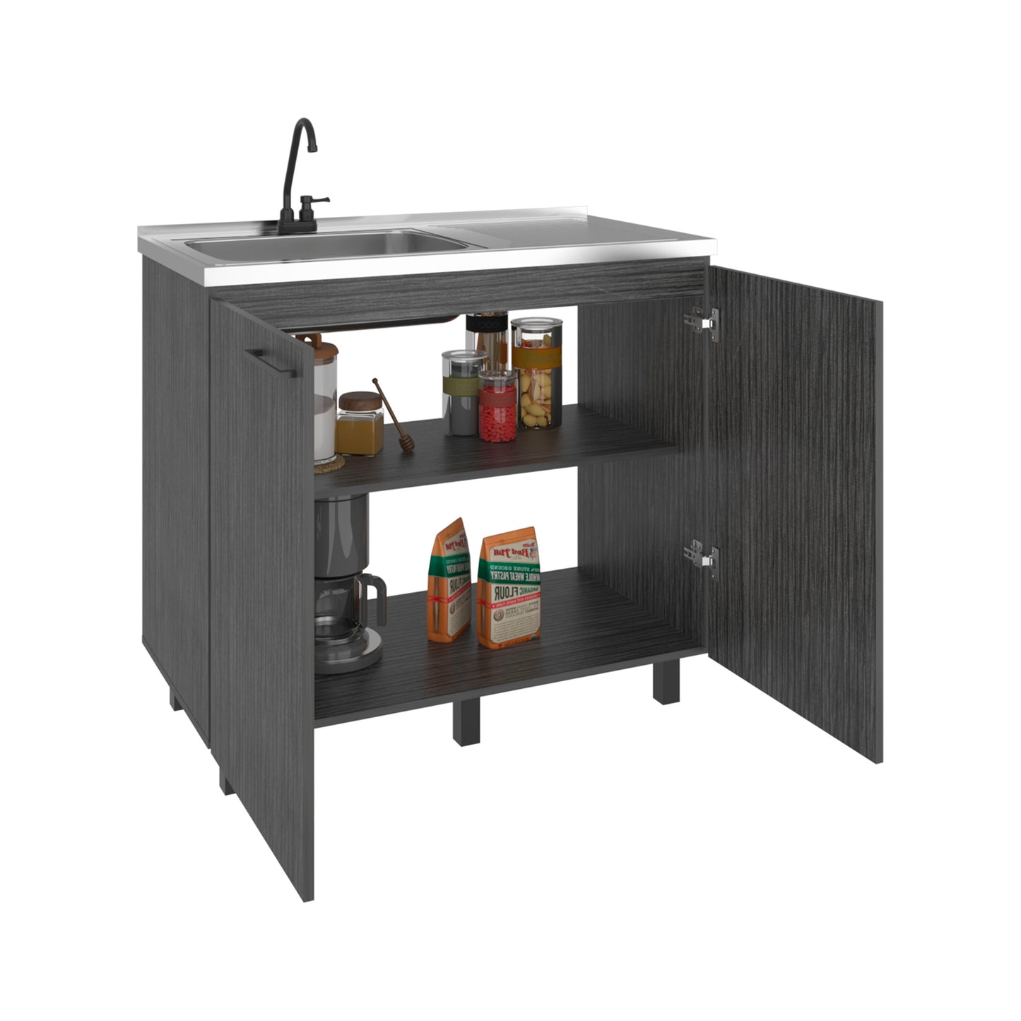 Napoles Utility Sink Complete with Faucet Included, Freestanding Base with Legs, Laundry Tub with Deep Stainless Steel Basin, Modern Multi-Purpose Sink for Kitchen, Laundry or Utility Room