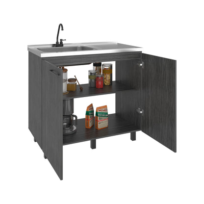 Napoles Utility Sink Complete with Faucet Included, Freestanding Base with Legs, Laundry Tub with Deep Stainless Steel Basin, Modern Multi-Purpose Sink for Kitchen, Laundry or Utility Room