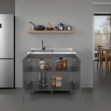 Napoles Utility Sink Complete with Faucet Included, Freestanding Base with Legs, Laundry Tub with Deep Stainless Steel Basin, Modern Multi-Purpose Sink for Kitchen, Laundry or Utility Room