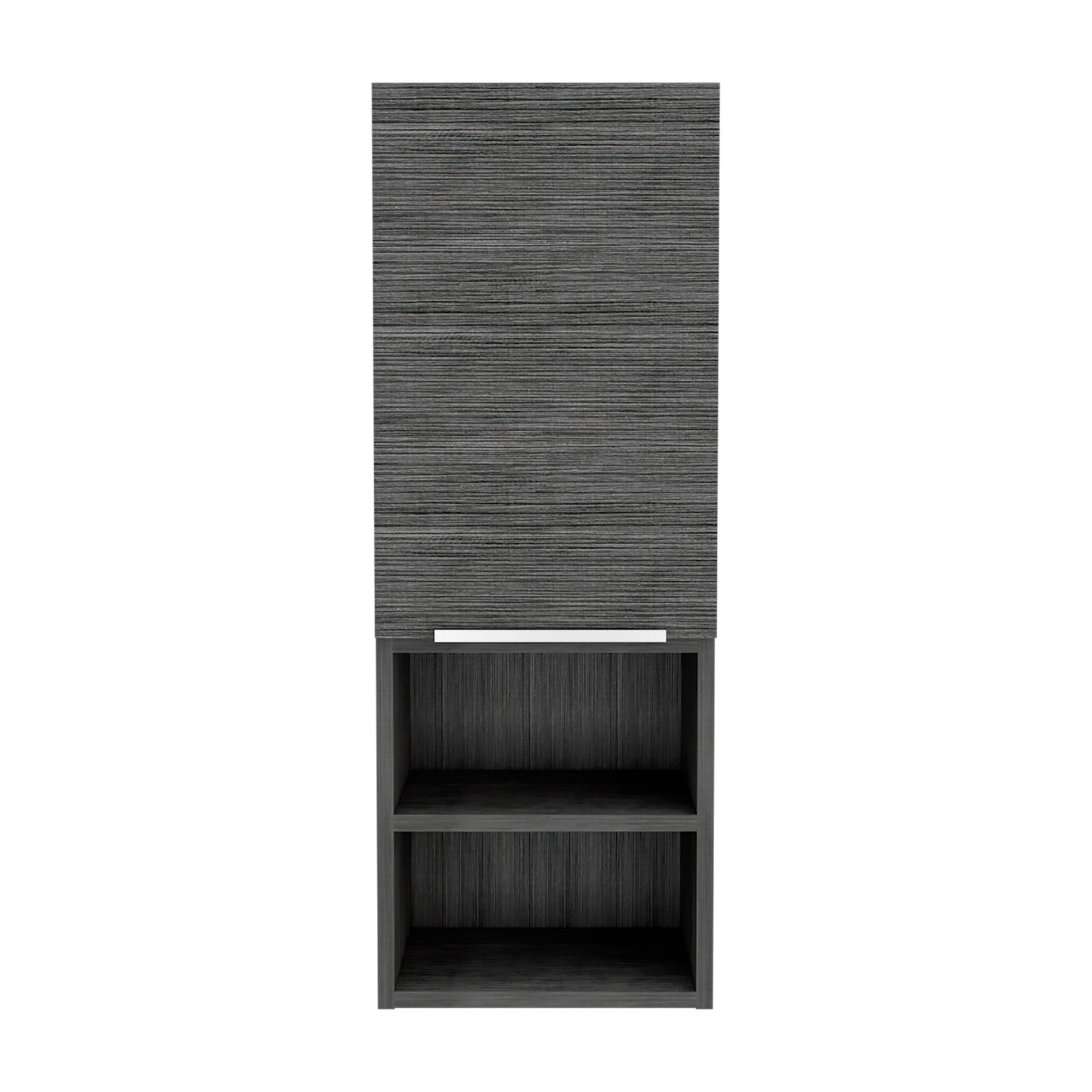 Mila Bathroom Cabinet with Single-Door Compartment, Two Interior Shelves, Dual External Open Shelves and Space-Saving Wall Design for Organized Storage, Daily Essentials Access and Modern Bathroom Convenience