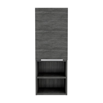Mila Bathroom Cabinet with Single-Door Compartment, Two Interior Shelves, Dual External Open Shelves and Space-Saving Wall Design for Organized Storage, Daily Essentials Access and Modern Bathroom Convenience