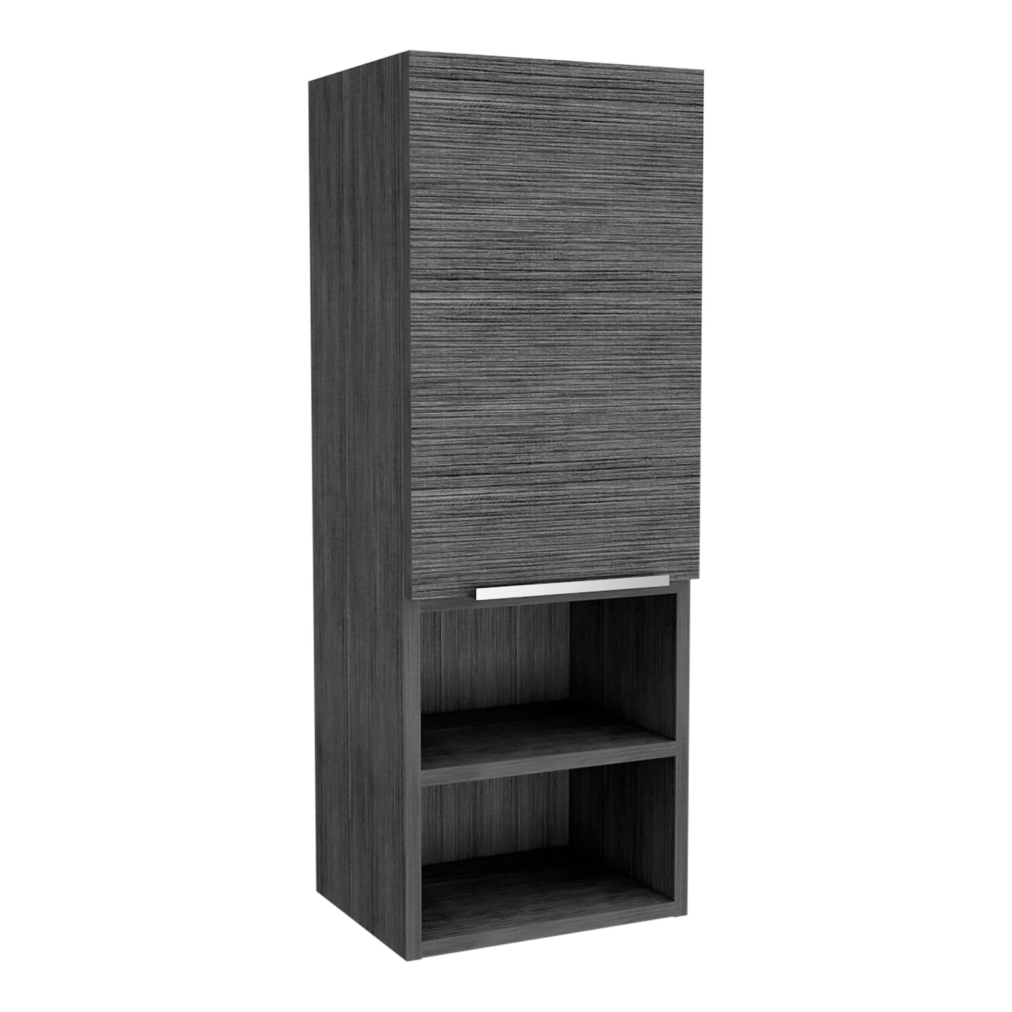 Mila Bathroom Cabinet with Single-Door Compartment, Two Interior Shelves, Dual External Open Shelves and Space-Saving Wall Design for Organized Storage, Daily Essentials Access and Modern Bathroom Convenience