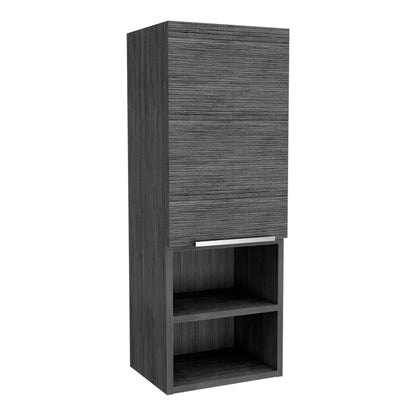 Mila Bathroom Cabinet with Single-Door Compartment, Two Interior Shelves, Dual External Open Shelves and Space-Saving Wall Design for Organized Storage, Daily Essentials Access and Modern Bathroom Convenience