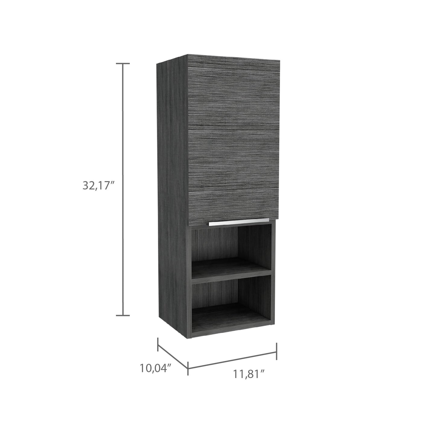 Mila Bathroom Cabinet with Single-Door Compartment, Two Interior Shelves, Dual External Open Shelves and Space-Saving Wall Design for Organized Storage, Daily Essentials Access and Modern Bathroom Convenience