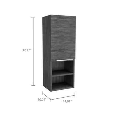 Mila Bathroom Cabinet with Single-Door Compartment, Two Interior Shelves, Dual External Open Shelves and Space-Saving Wall Design for Organized Storage, Daily Essentials Access and Modern Bathroom Convenience