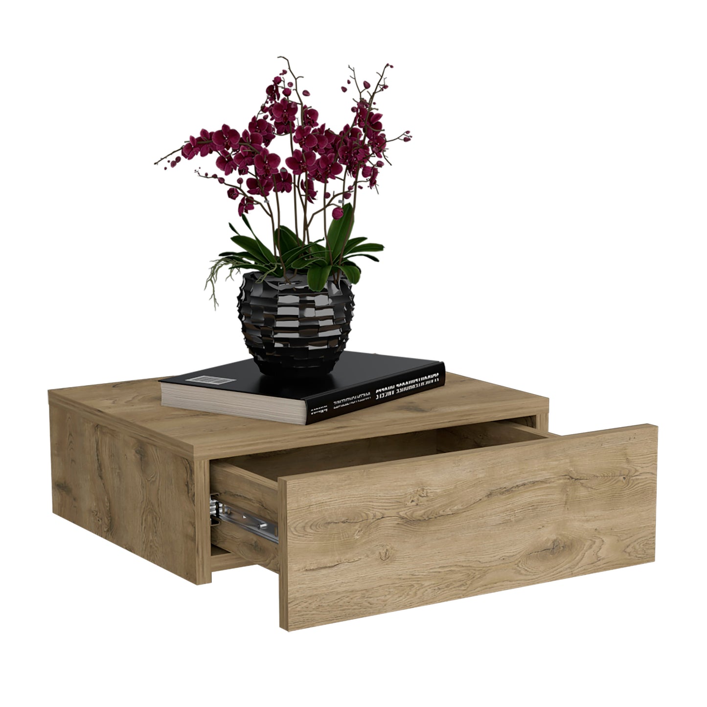 TUHOME Milano Floating Nightstand with Wall-Mounted Design, Spacious Storage Drawer and Upper Display Surface Offering Minimalist Space-Saving Organization and Durable Engineered Wood Construction for Modern Bedroom Interiors