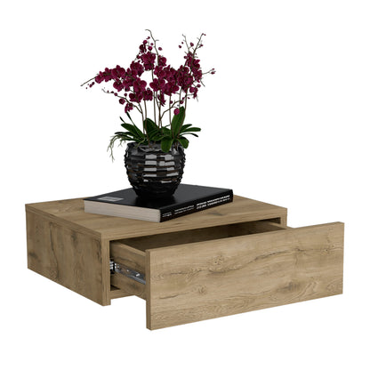 TUHOME Milano Floating Nightstand with Wall-Mounted Design, Spacious Storage Drawer and Upper Display Surface Offering Minimalist Space-Saving Organization and Durable Engineered Wood Construction for Modern Bedroom Interiors