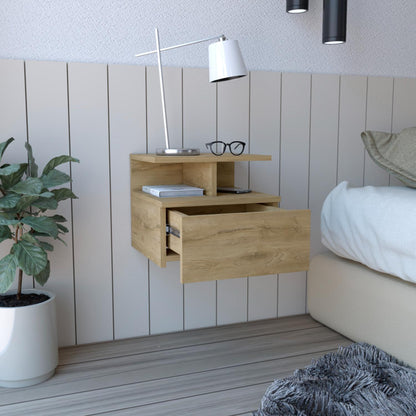 Adele Floating Nightstand, With One Drawer And Two Small Below Shelves For Storage or Decor