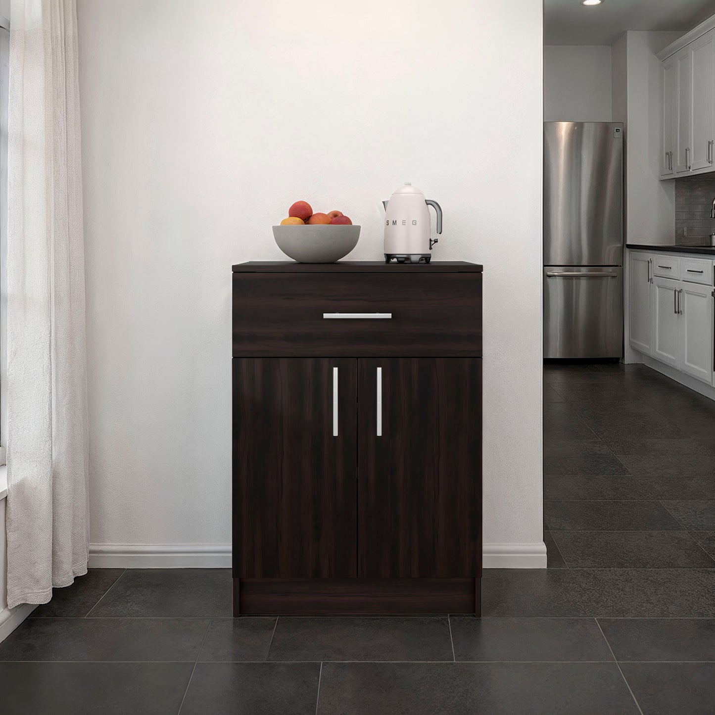 Mayorca Compact Multistorage Cabinet with One Drawer and Two Doors Cabinet with Interior Storage, Kitchen and Coffee Station Storage Option