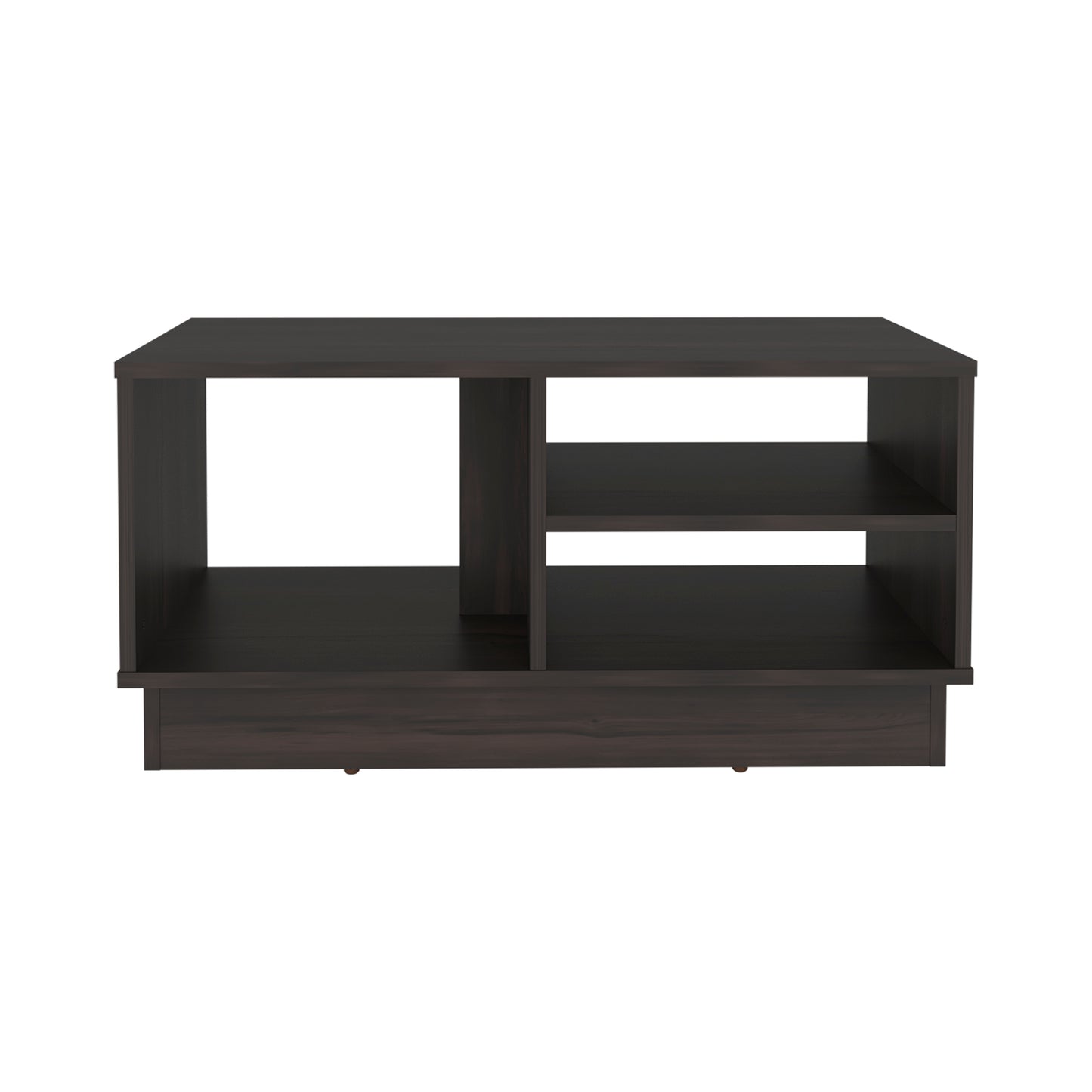 Caoba Modern Coffee Table with Three Open Shelves Storage, Rectangular Accent Center Table for Living Room, Apartment, Office or Family Room