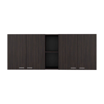 Tuhome Portofino 150 Wall Cabinet with Double Doors, Two External Shelves, Two Interior Shelves, Built-in Dish Rack