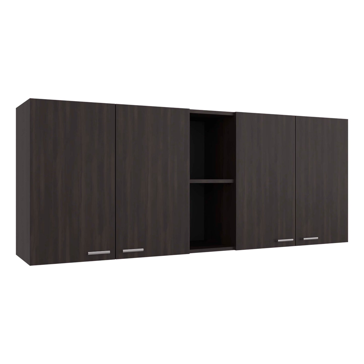 Tuhome Portofino 150 Wall Cabinet with Double Doors, Two External Shelves, Two Interior Shelves, Built-in Dish Rack