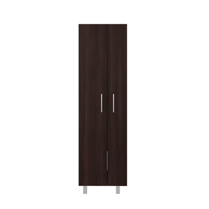 TUHOME Nala Cleaning Cabinet, Freestanding Utility Storage with Double Door Cabinet, Five Shelves, Broom and Mop Compartment, Space-Saving Organization for Laundry Room, Kitchen or Garage