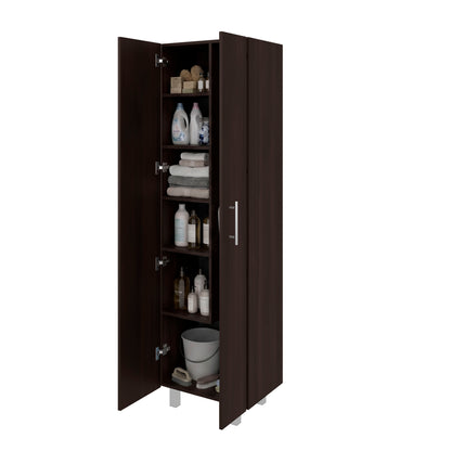 TUHOME Nala Cleaning Cabinet, Freestanding Utility Storage with Double Door Cabinet, Five Shelves, Broom and Mop Compartment, Space-Saving Organization for Laundry Room, Kitchen or Garage