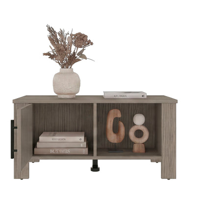Freedom Rustic Farmhouse Coffee Table with One Door Storage Cabinet and Open Shelf