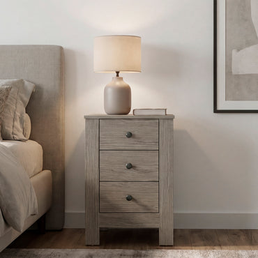 Freedom Rustic Farmhouse Nightstand and Side Table with 3 Drawers, Freestanding Compact Bedside Organizer