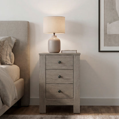Freedom Rustic Farmhouse Nightstand and Side Table with 3 Drawers, Freestanding Compact Bedside Organizer