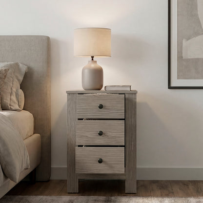 Freedom Rustic Farmhouse Nightstand and Side Table with 3 Drawers, Freestanding Compact Bedside Organizer