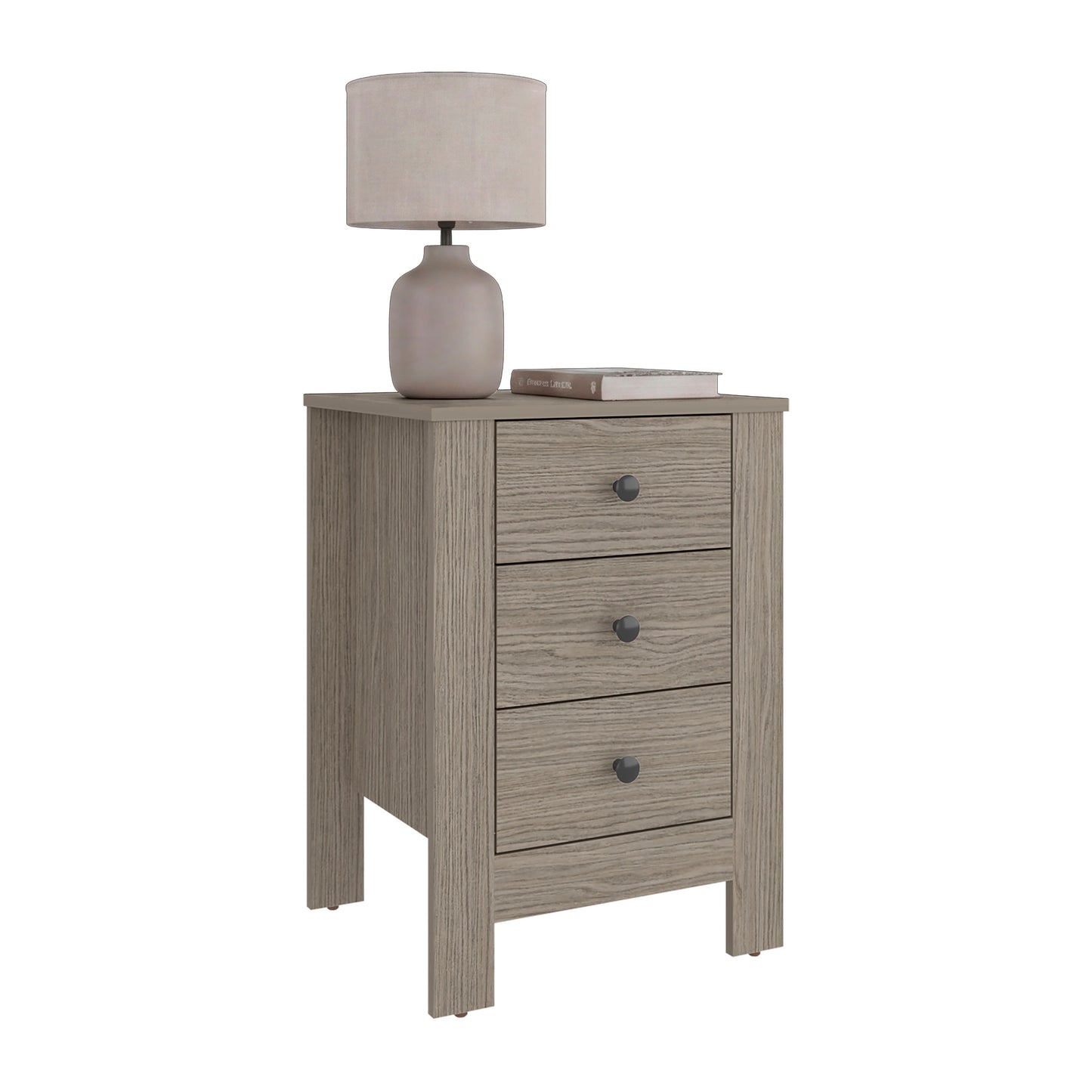 Freedom Rustic Farmhouse Nightstand and Side Table with 3 Drawers, Freestanding Compact Bedside Organizer