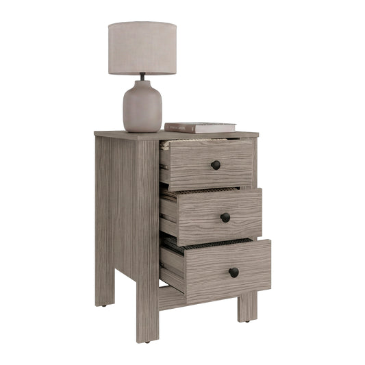 Freedom Rustic Farmhouse Nightstand and Side Table with 3 Drawers, Freestanding Compact Bedside Organizer