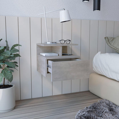 Adele Floating Nightstand, With One Drawer And Two Small Below Shelves For Storage or Decor