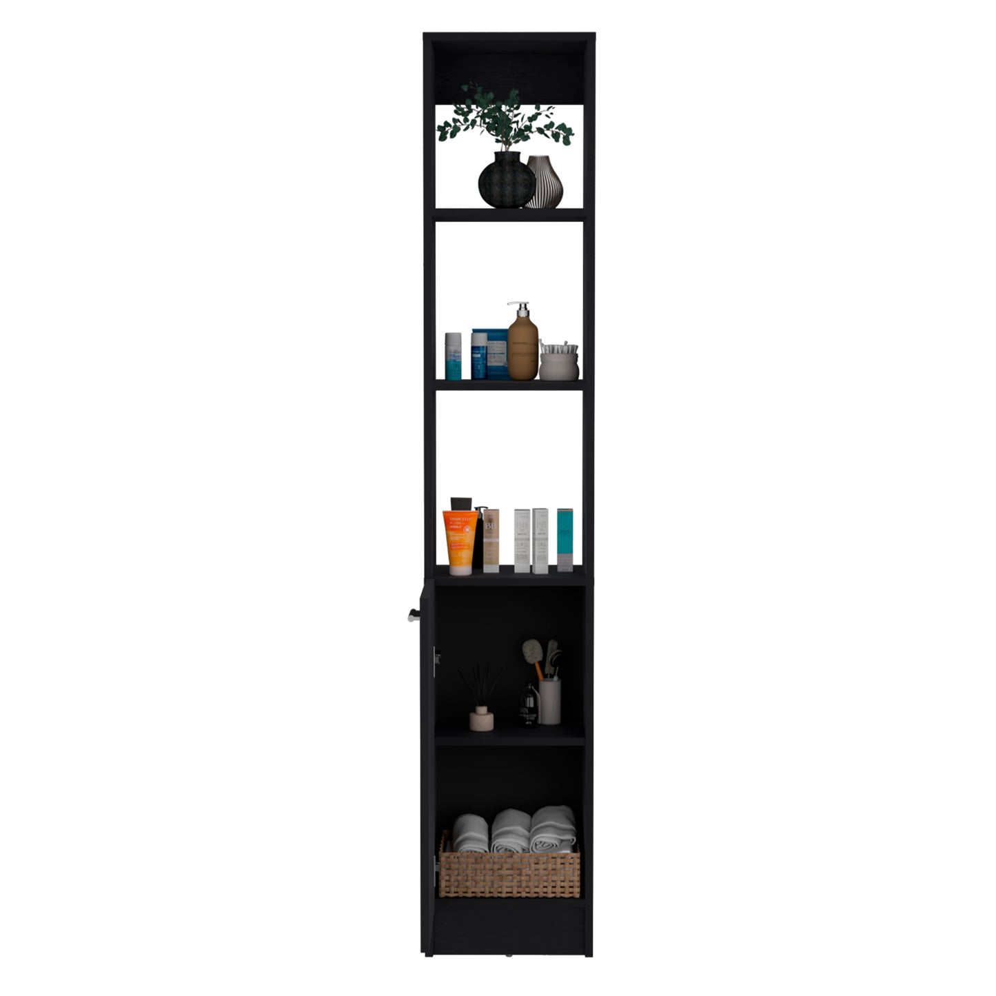 Parks Linen Bathroom Storage Cabinet with one Doors, Tall Bathroom Cabinet with 6 Shelves, for Bathroom, Living Room, Kitchen