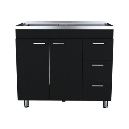 Ferreti Base Cabinet , Three Drawers, Double Door, Four Legs