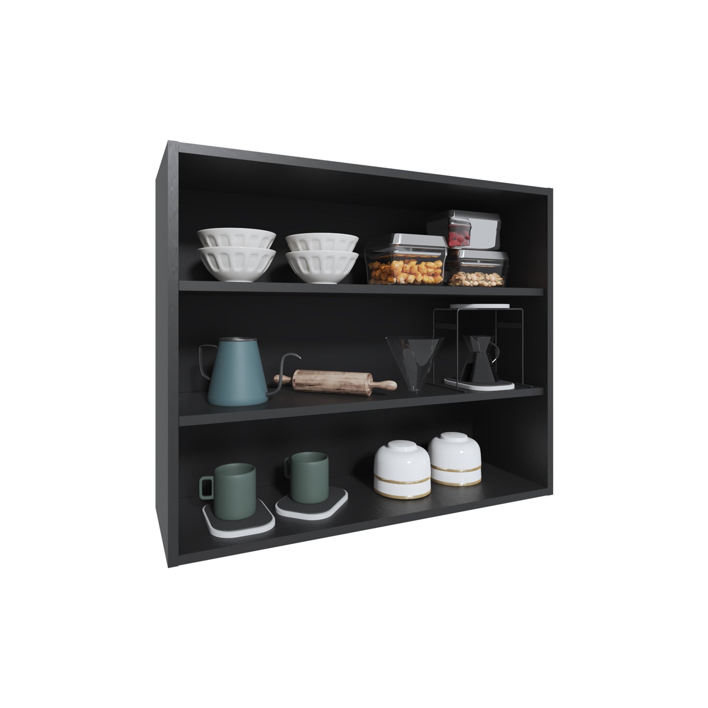 Wally 36" Wide x 30"H 3-Tier Open Wall Cabinet, Wall Shelf, Storage Cabinet, Cube Shelf Bedroom, Office, Living Room, Garage