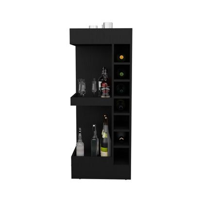 Lyman 46" Tall 3-Tier Corner Bar Cabinet with Fourteen Wine Bottle Cubbies, Living Room, Liquor Cabinet, Storage Cabinet