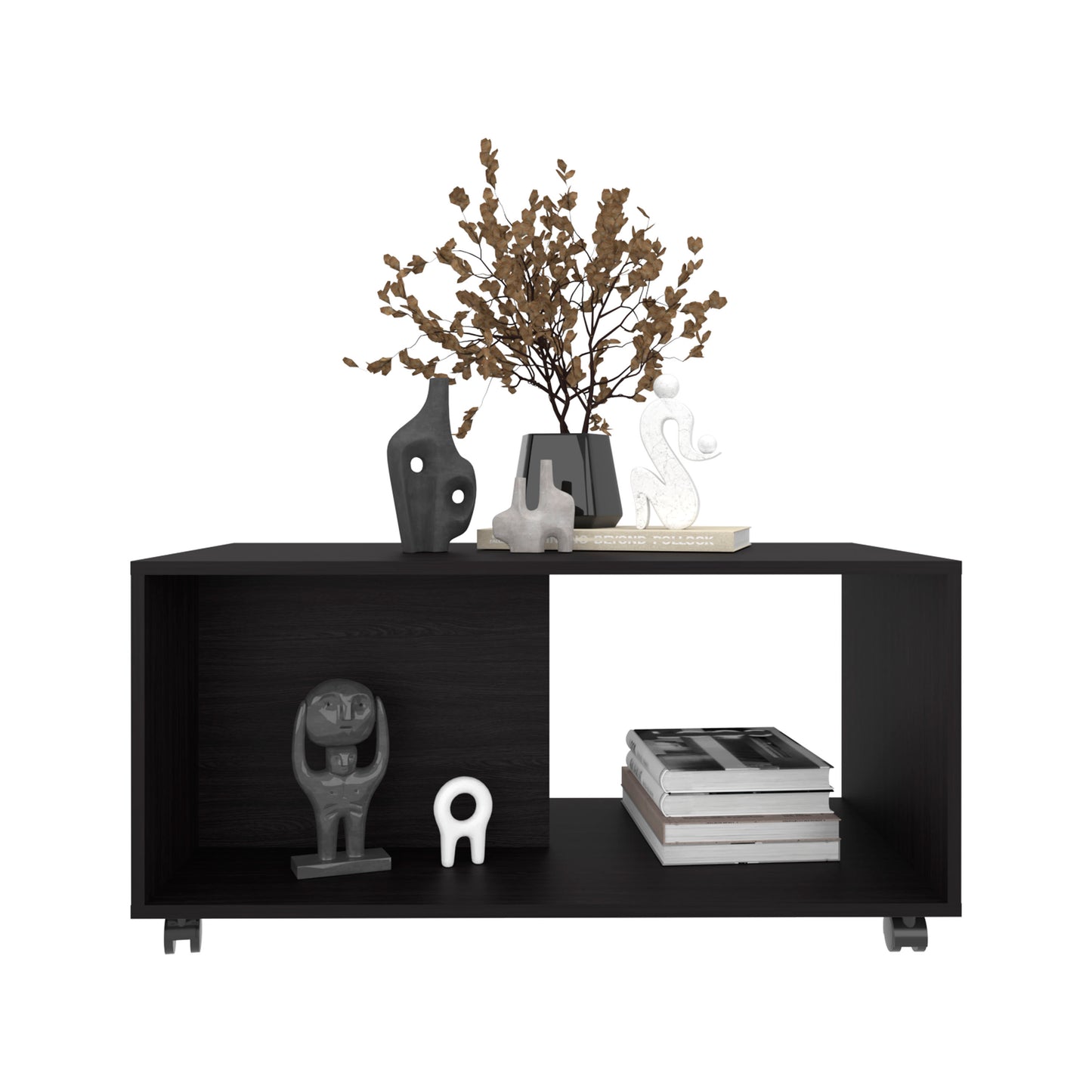 Patrick 36" Wide Coffee Table, Mobile, One Shelf, Rectangular, Living Room Black Wengue