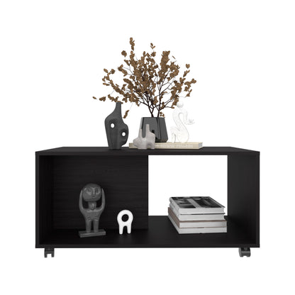 Patrick 36" Wide Coffee Table, Mobile, One Shelf, Rectangular, Living Room Black Wengue