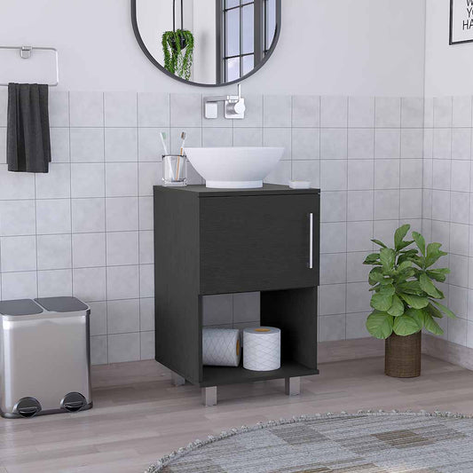 Gouda Single Bathroom Vanity, One Open Shelf, Single Door Cabinet