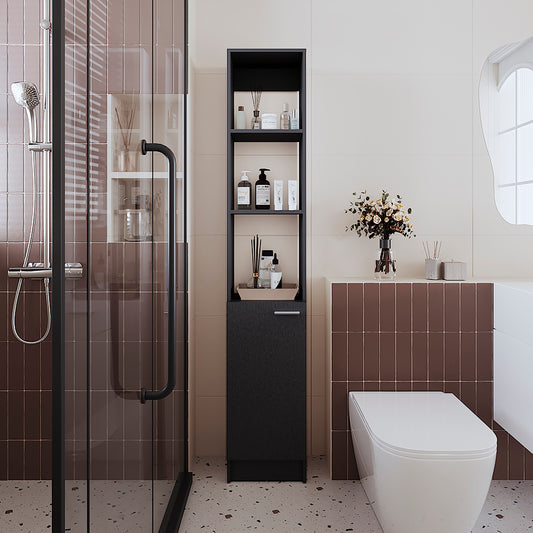 Parks Linen Bathroom Storage Cabinet with one Doors, Tall Bathroom Cabinet with 6 Shelves, for Bathroom, Living Room, Kitchen