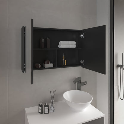Bouti 19.7" H x 31.5" W Double Door Mirror Medicine Cabinet, Three interior Shelves for Bathroom, Kitchen