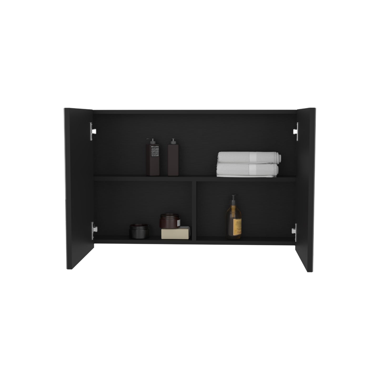Bouti 19.7" H x 31.5" W Double Door Mirror Medicine Cabinet, Three interior Shelves for Bathroom, Kitchen