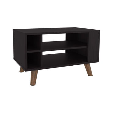 Lane Coffe Table With Open Storage Shelves And Wooden Legs